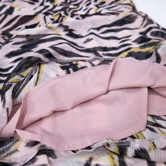 Flutter sleeve animal print chiffon dress pink black yellow size 8 - Picture 13 of 13
